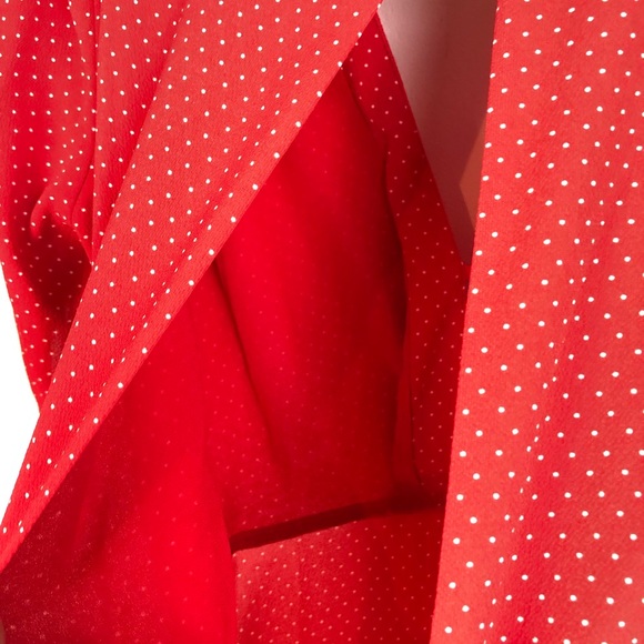 Topshop Red and White Polka Dot Short Sleeve Midi Dress Size 2 - Picture 10 of 16